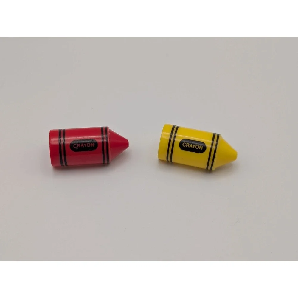 Vintage 1989 Avon Crayon Color Collection Set Of 2 Pins Brooches Red Yellow